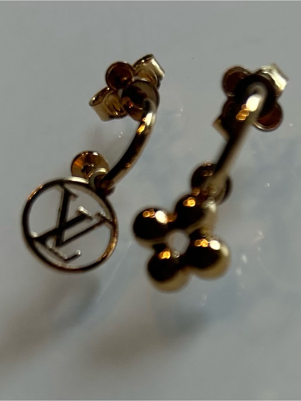 💯Authentic Louis Vuitton Gold loop earrings with charms (Blooming Earrings )